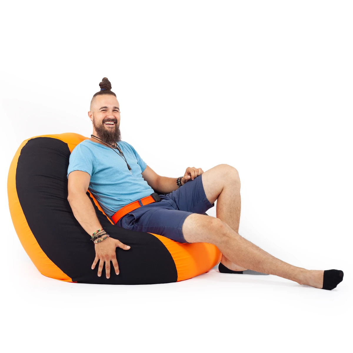 Fekete - Narancs Bicolor XXL Babzsákfotel