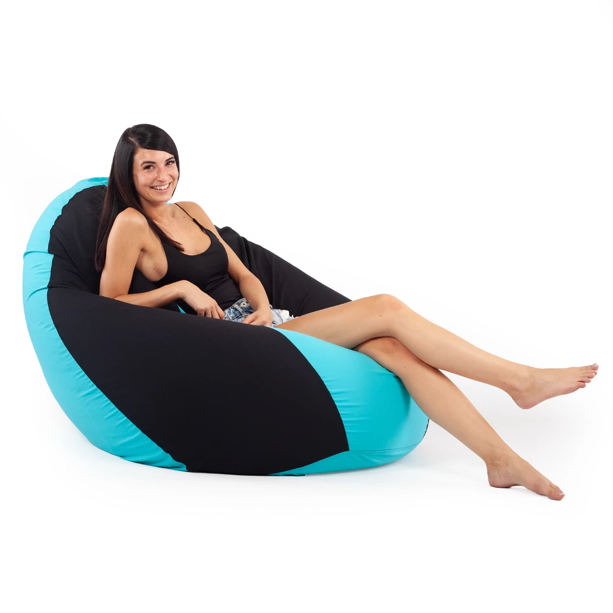 Fekete - Türkiz Bicolor XXL Babzsákfotel