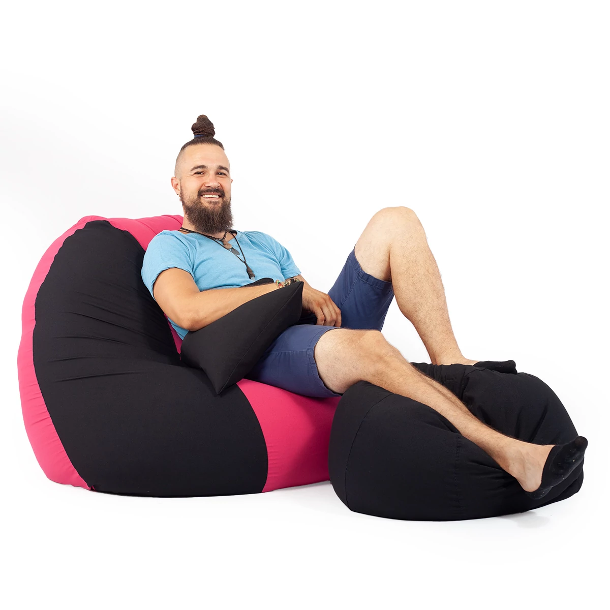 Fekete - Magenta ALL IN Bicolor XXL Babzsákfotel Garnitúra