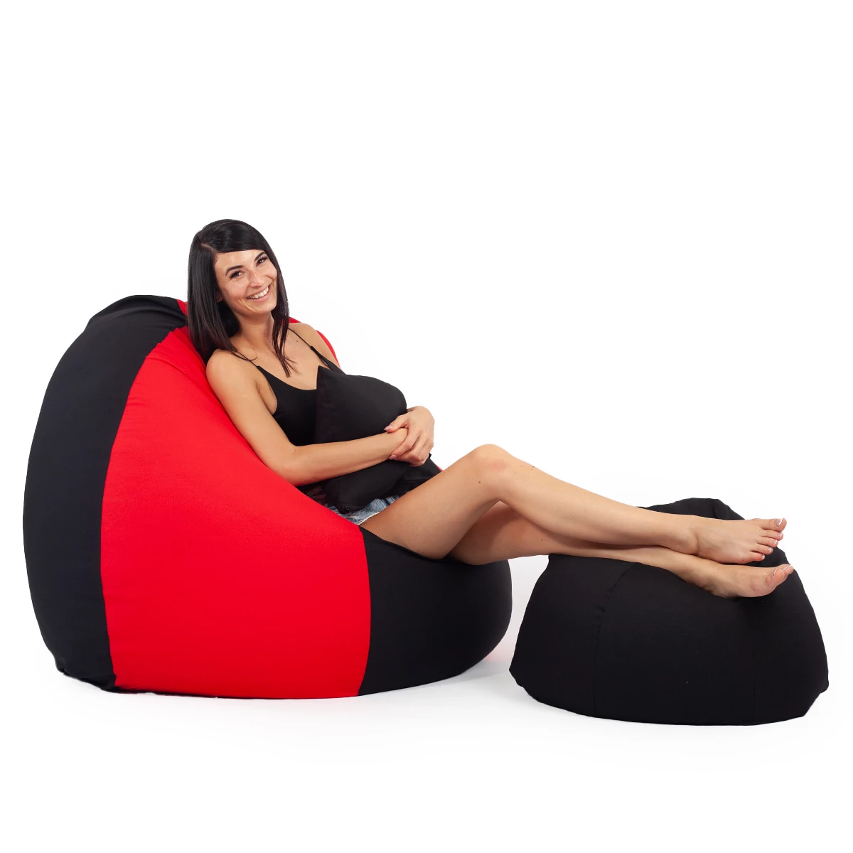 Fekete - Piros ALL IN Bicolor XXL Babzsákfotel Garnitúra