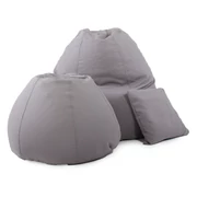 Kép 2/3 - Szürke Gyerek Babzsákfotel Szett