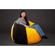Kép 3/3 - Fekete - Sárga Bicolor XXL Babzsákfotel