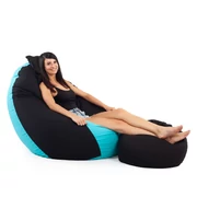 Kép 1/3 - Fekete - Türkiz ALL IN Bicolor XXL Babzsákfotel Garnitúra