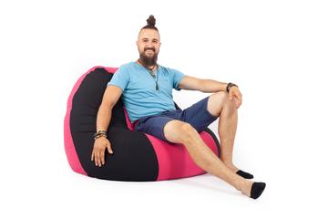 Fekete - Magenta XXL szövet babzsákfotel