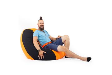 Fekete - Narancs XXL szövet babzsákfotel