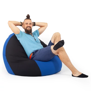 Fekete - Kék Bicolor XXL Babzsákfotel