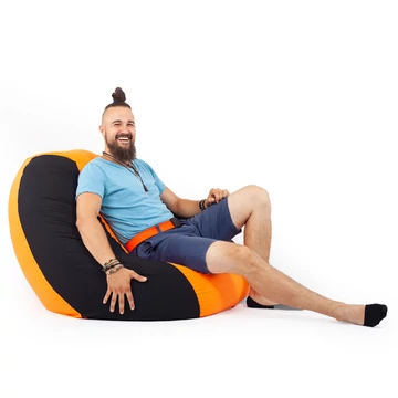 Fekete - Narancs Bicolor XXL Babzsákfotel