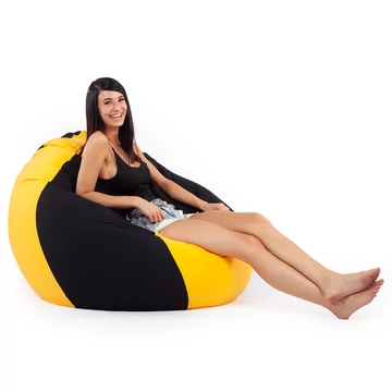 Fekete - Sárga Bicolor XXL Babzsákfotel