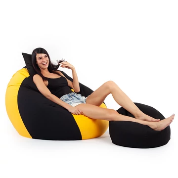 Fekete - Sárga ALL IN Bicolor XXL Babzsákfotel Garnitúra
