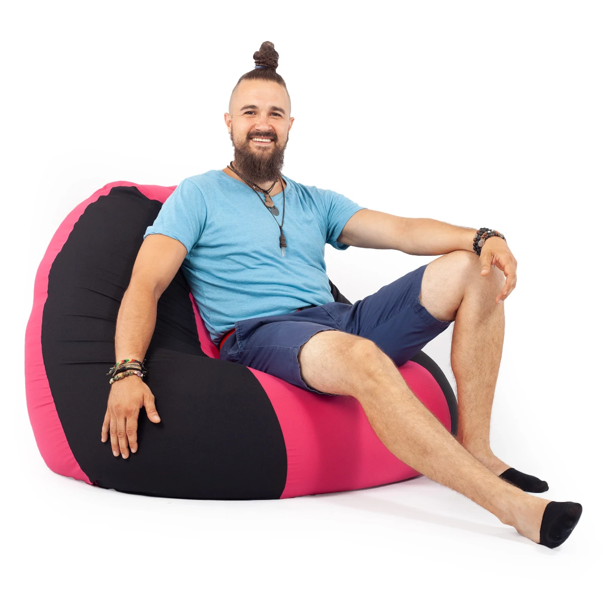 Fekete - Magenta Bicolor XXL Babzsákfotel