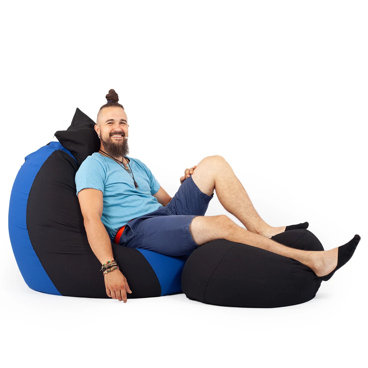 Fekete - Kék ALL IN Bicolor XXL Babzsákfotel Garnitúra